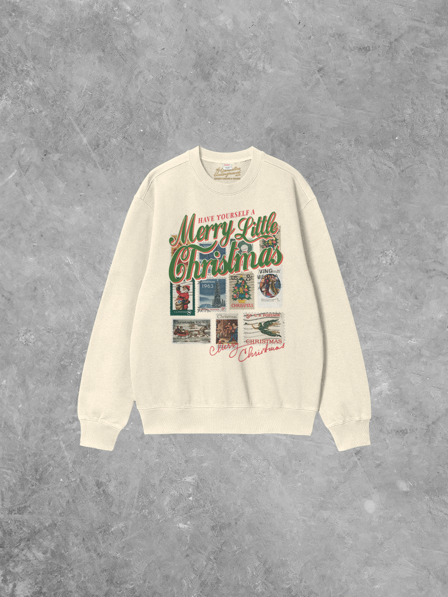 Underground Original Design: Have a Merry Christmas, Stamps Boxy Cotton 90's Sweatshirt