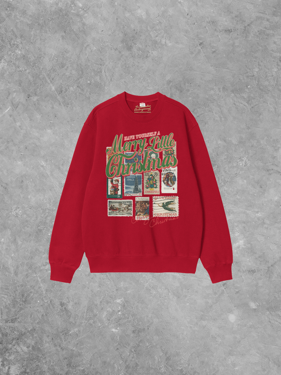 Underground Original Design: Have a Merry Christmas, Stamps Boxy Cotton 90's Sweatshirt