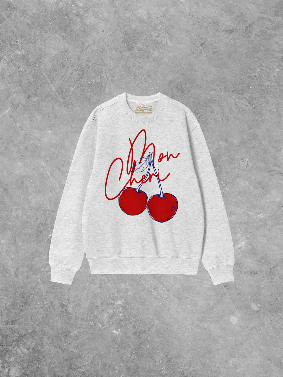 Underground Original Design: Mon Cheri, Cherries Boxy Cotton Sweatshirt