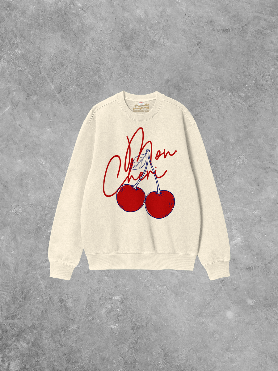 Underground Original Design: Mon Cheri, Cherries Boxy Cotton Sweatshirt