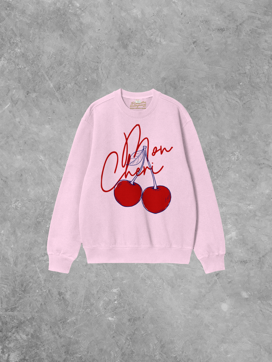 Underground Original Design: Mon Cheri, Cherries Boxy Cotton Sweatshirt