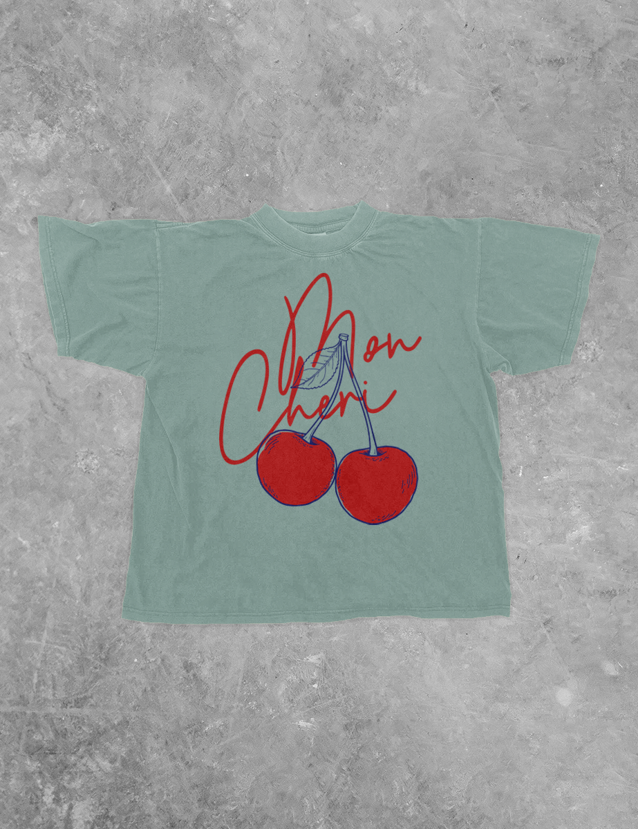 Underground Original Design: Mon Cheri, Cherries Boxy Cotton T-Shirt