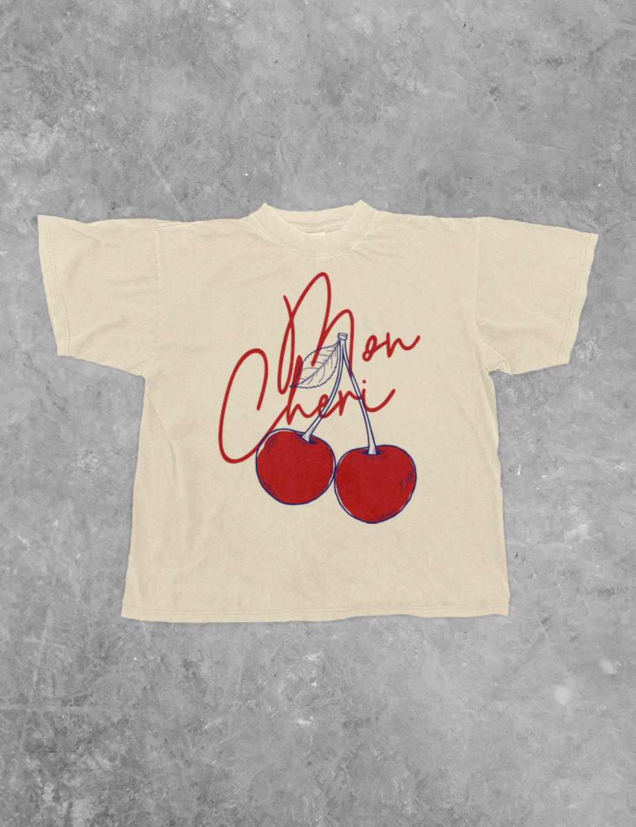 Underground Original Design: Mon Cheri, Cherries Boxy Cotton T-Shirt