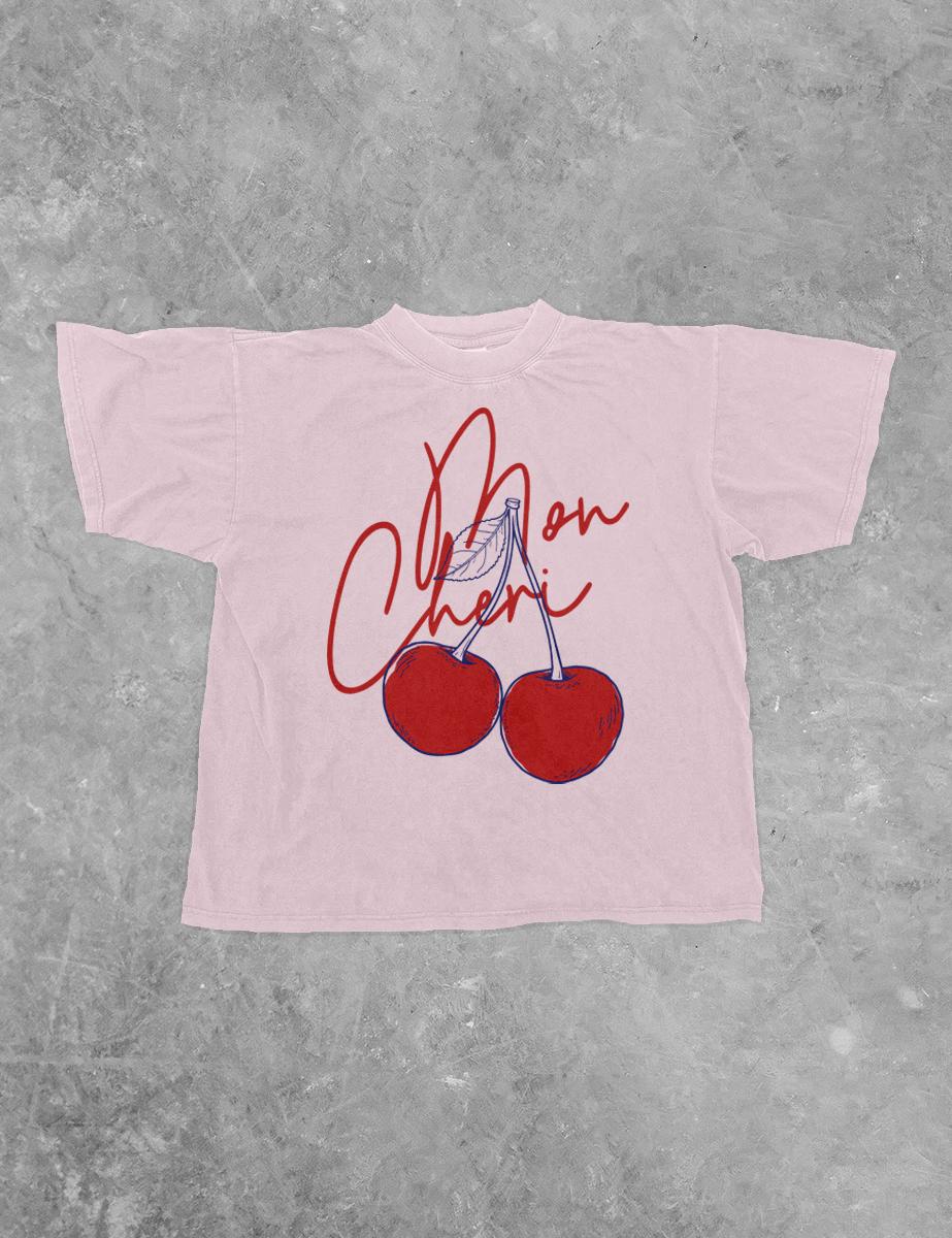 Underground Original Design: Mon Cheri, Cherries Boxy Cotton T-Shirt