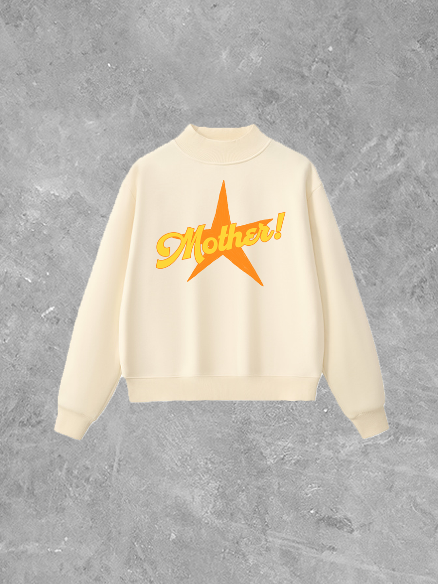 Mother!, Orange Star Detail Boxy Mockneck Sweatshirt