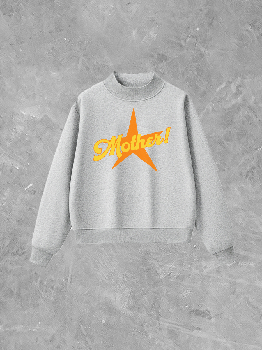Mother!, Orange Star Detail Boxy Mockneck Sweatshirt