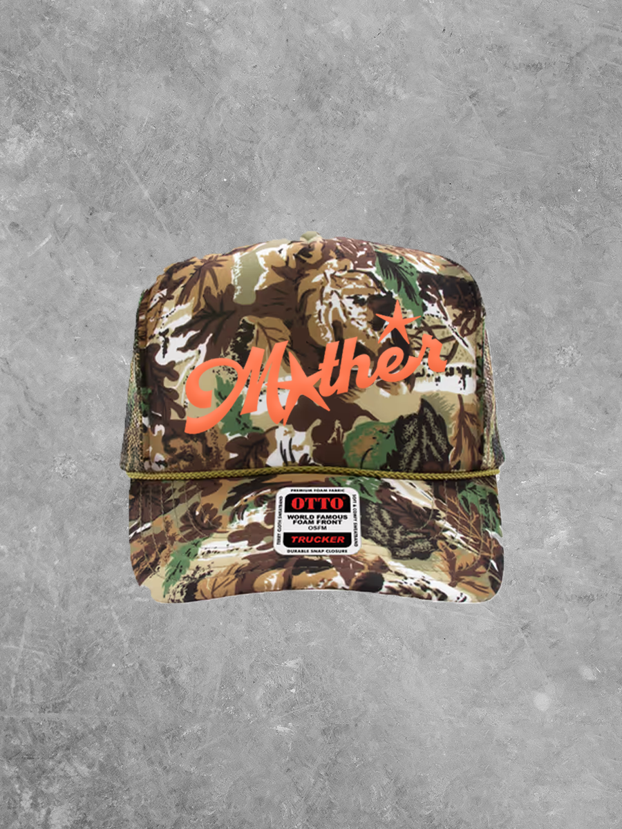 Mother, Star Detail Coral Puff Trucker Hat