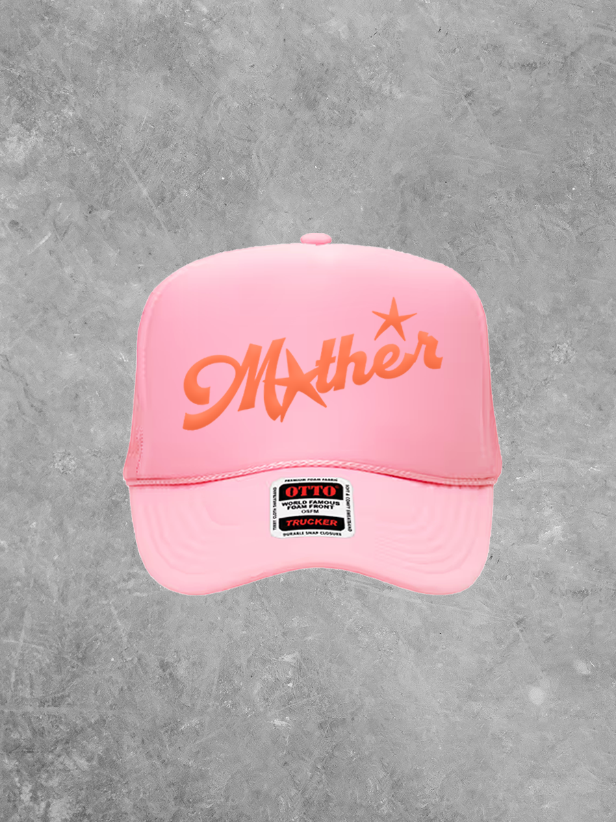 Mother, Star Detail Coral Puff Trucker Hat