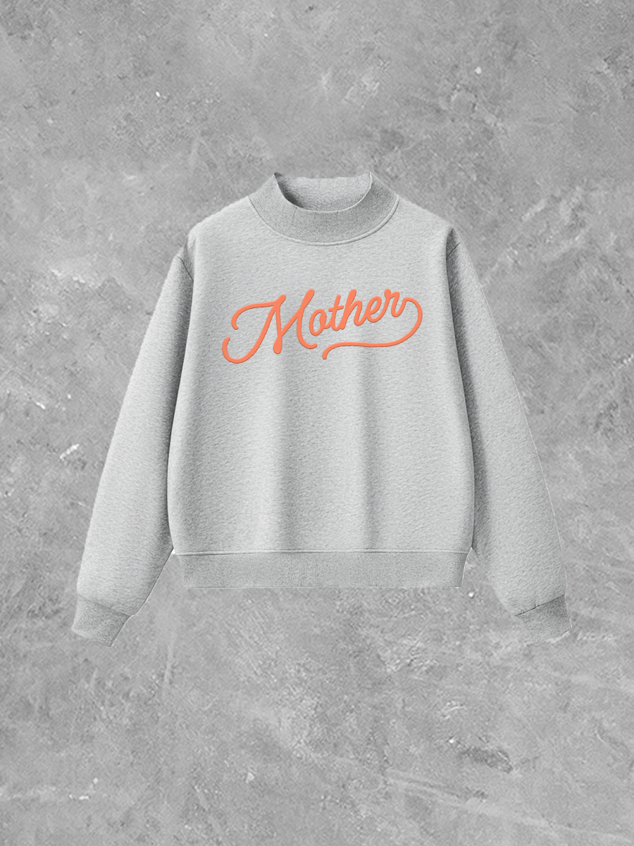 Mother, Script Puff Boxy Mockneck Sweatshirt