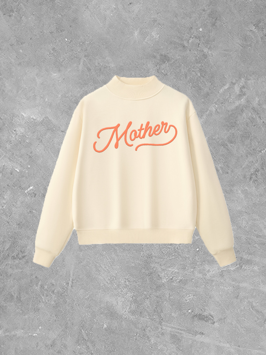 Mother, Script Puff Boxy Mockneck Sweatshirt