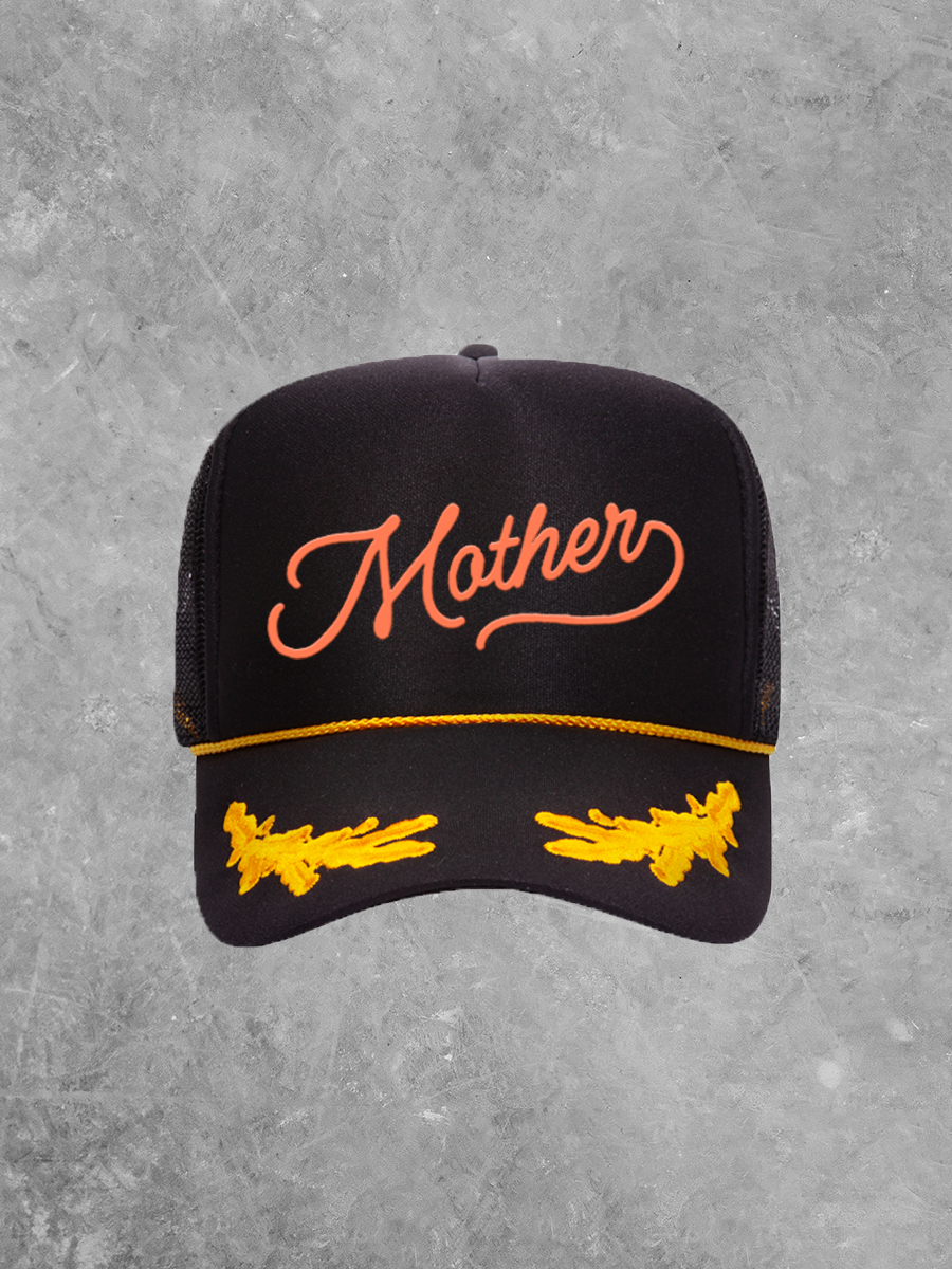 Mother, Script Detail Coral Puff Trucker Hat