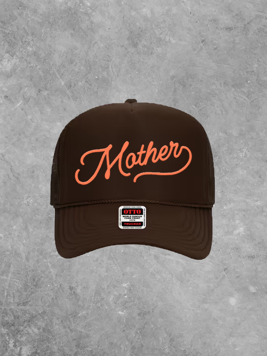 Mother, Script Detail Coral Puff Trucker Hat