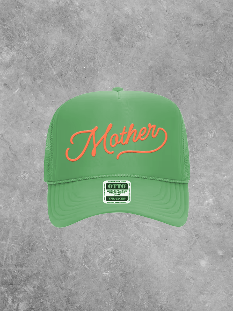 Mother, Script Detail Coral Puff Trucker Hat
