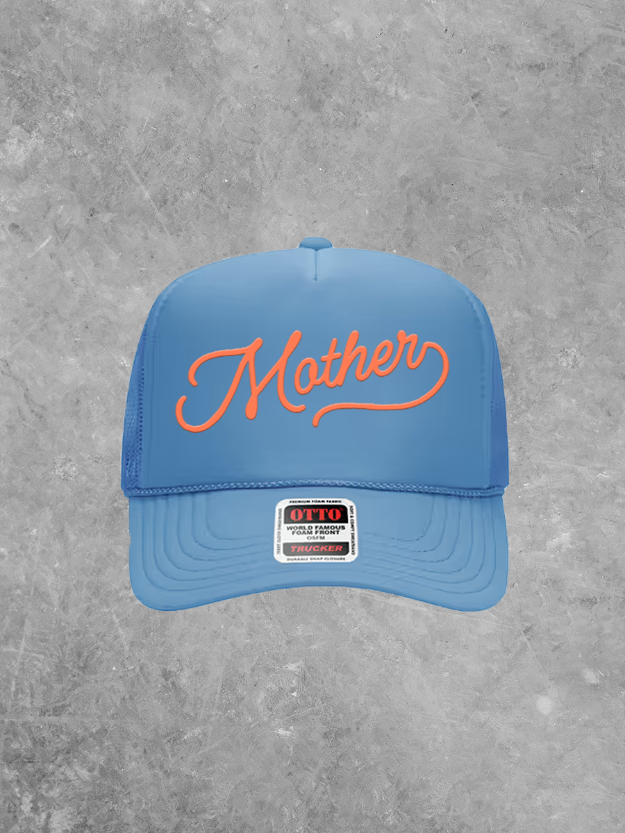 Mother, Script Detail Coral Puff Trucker Hat
