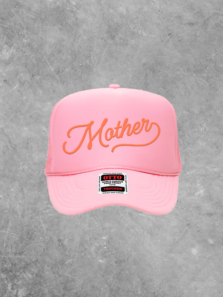 Mother, Script Detail Coral Puff Trucker Hat
