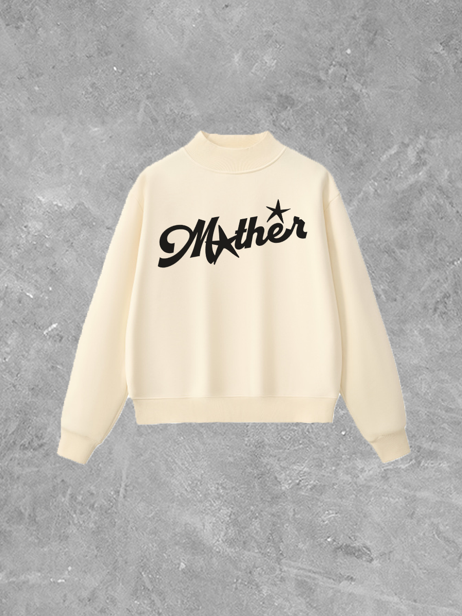Mother, Star Detail Boxy Mockneck Sweatshirt