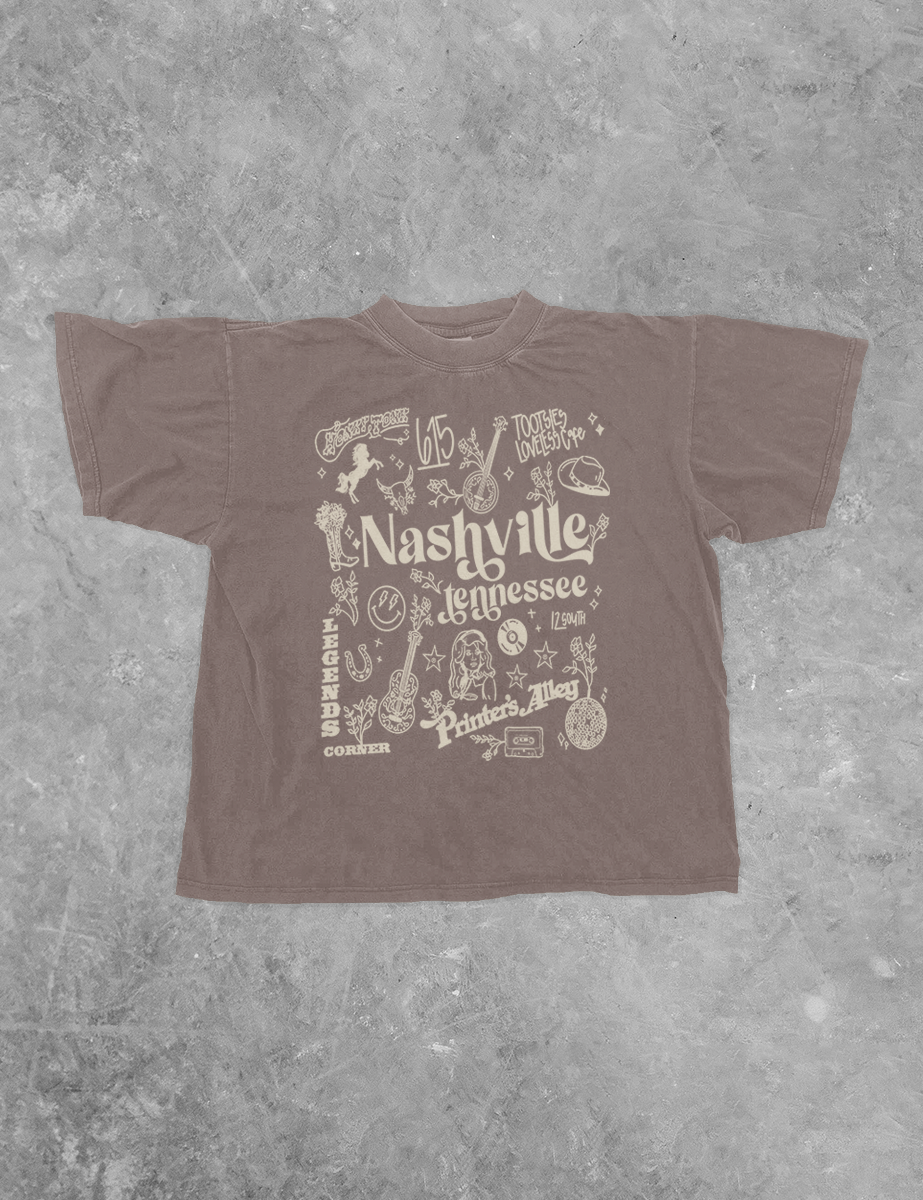 Underground Original Design: Nashville Tennessee, Collage Boxy Cotton T-Shirt