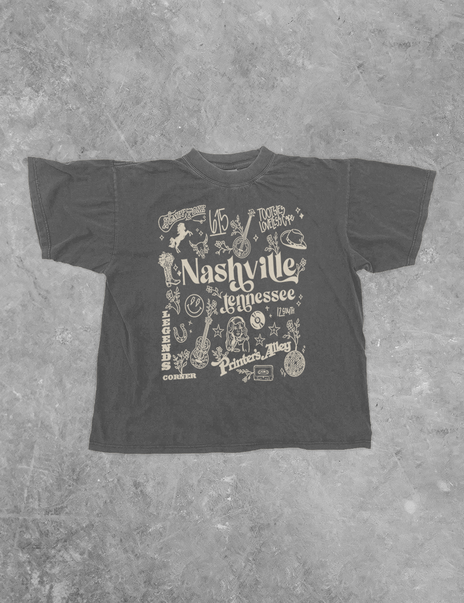 Underground Original Design: Nashville Tennessee, Collage Boxy Cotton T-Shirt