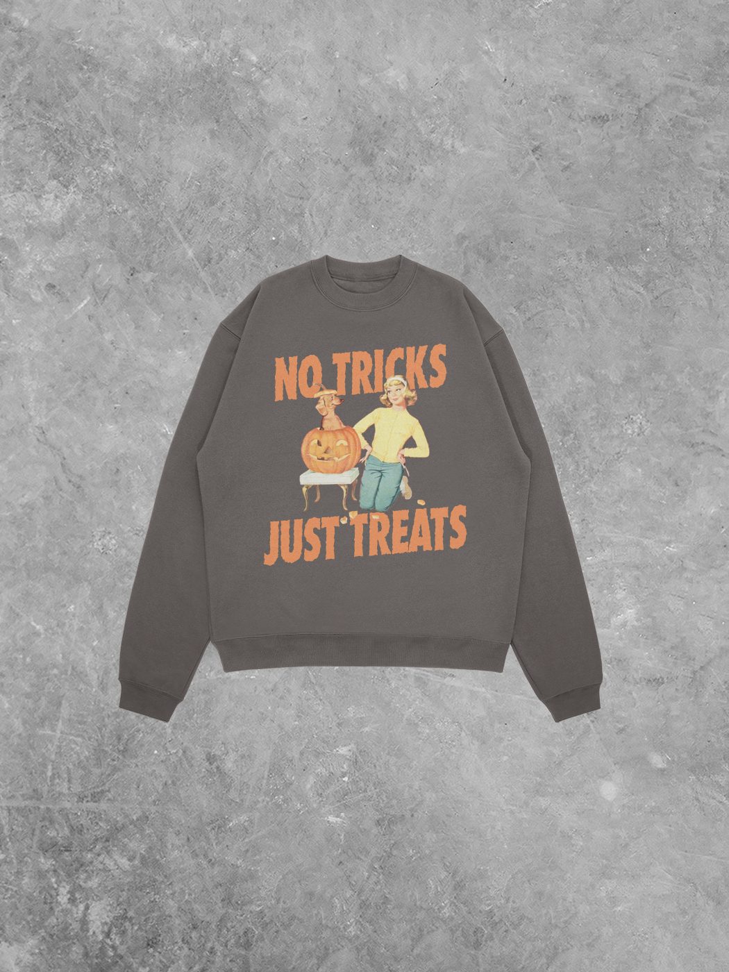 Underground Original Design: No Tricks Just Treats Relaxed Garment Dyed Sweatshirt