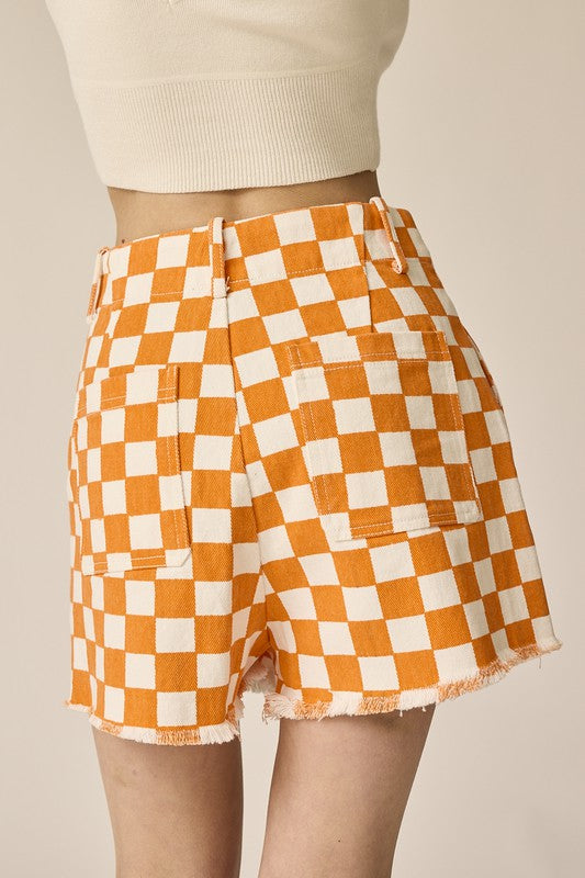 Checkered Vintage Denim Shorts