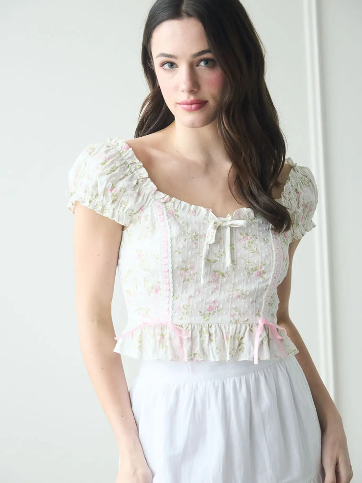 Floral Clip Dot Blouse