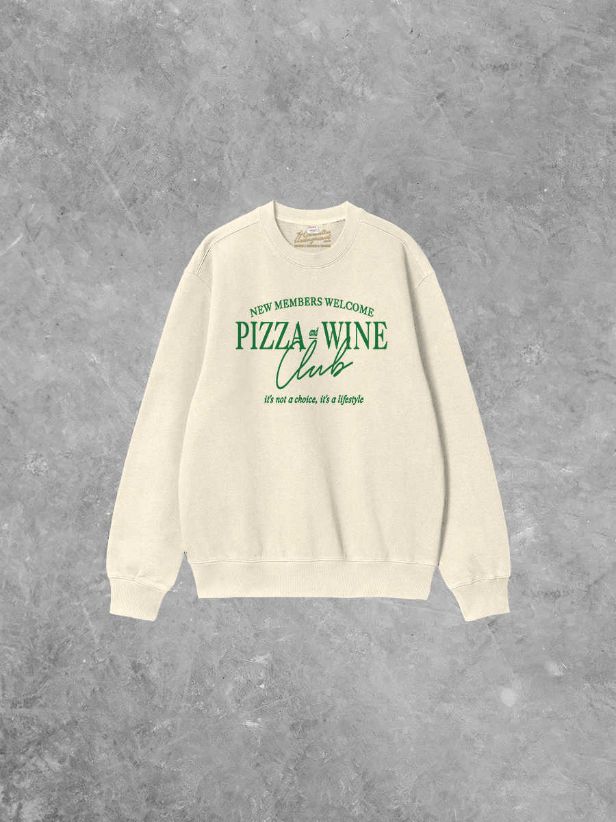 Underground Original Design: Pizza + Wine Club Boxy Cotton Sweatshirt