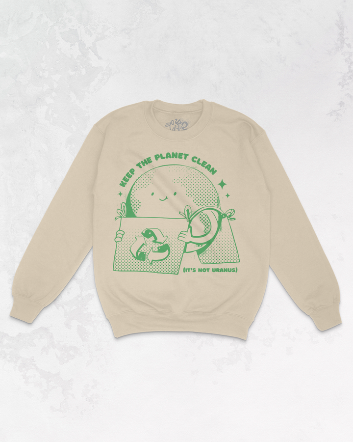 Underground Original Design: Keep The Planet Clean Oversized 90s Sweatshirt