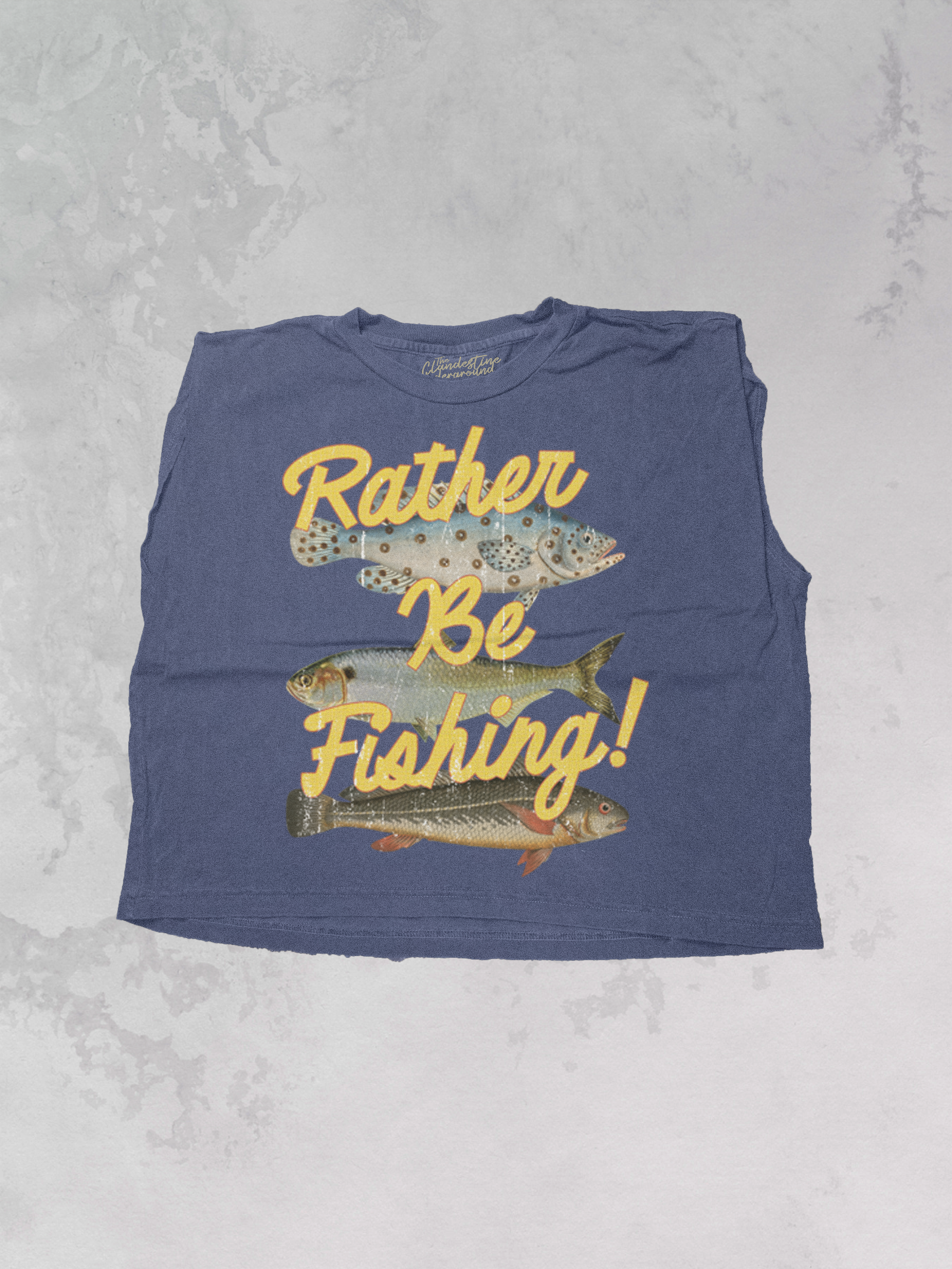 Underground Original Design: Rather Be Fishing, 3 Fish Cropped Muscle Tank