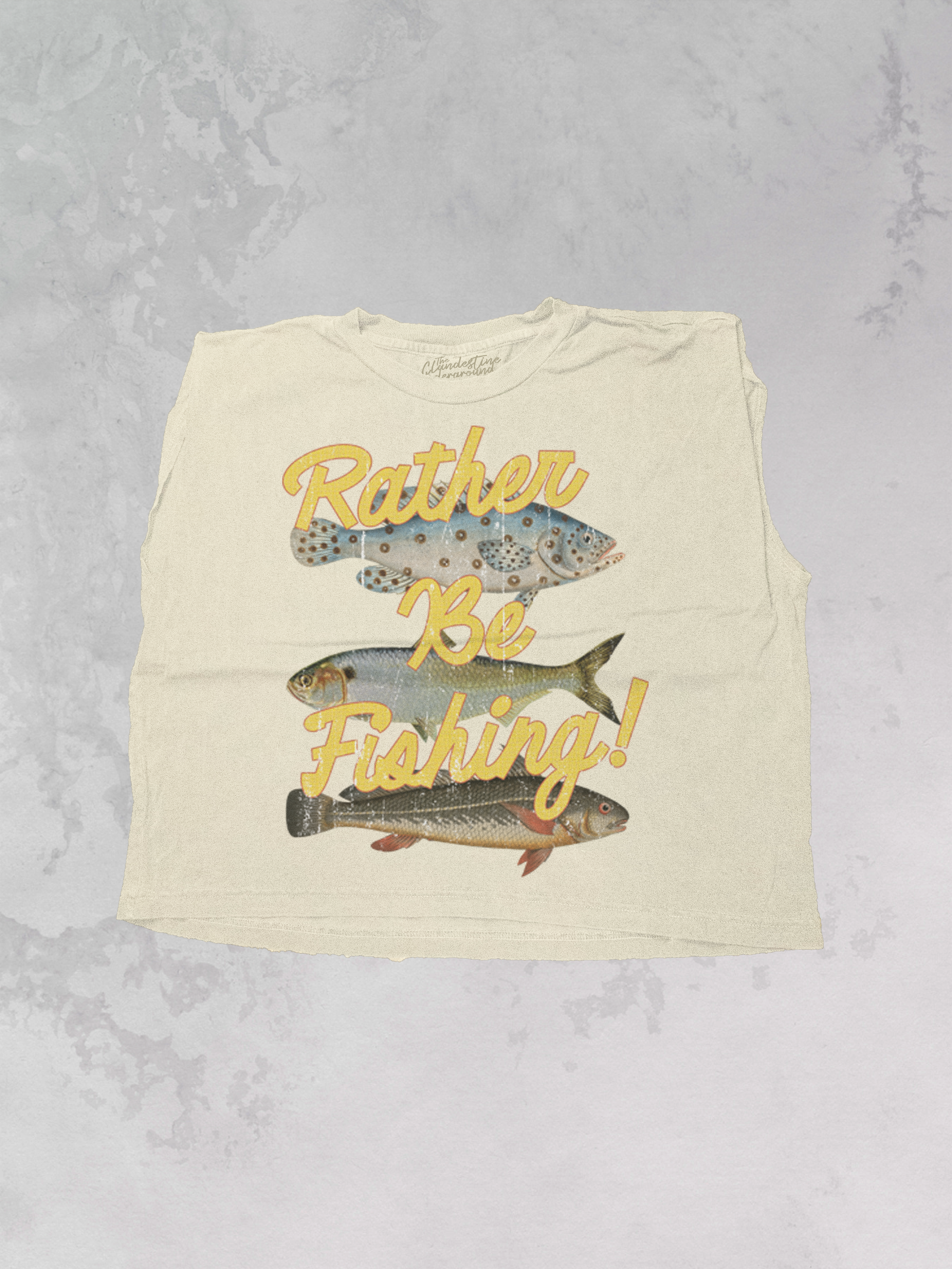 Underground Original Design: Rather Be Fishing, 3 Fish Cropped Muscle Tank