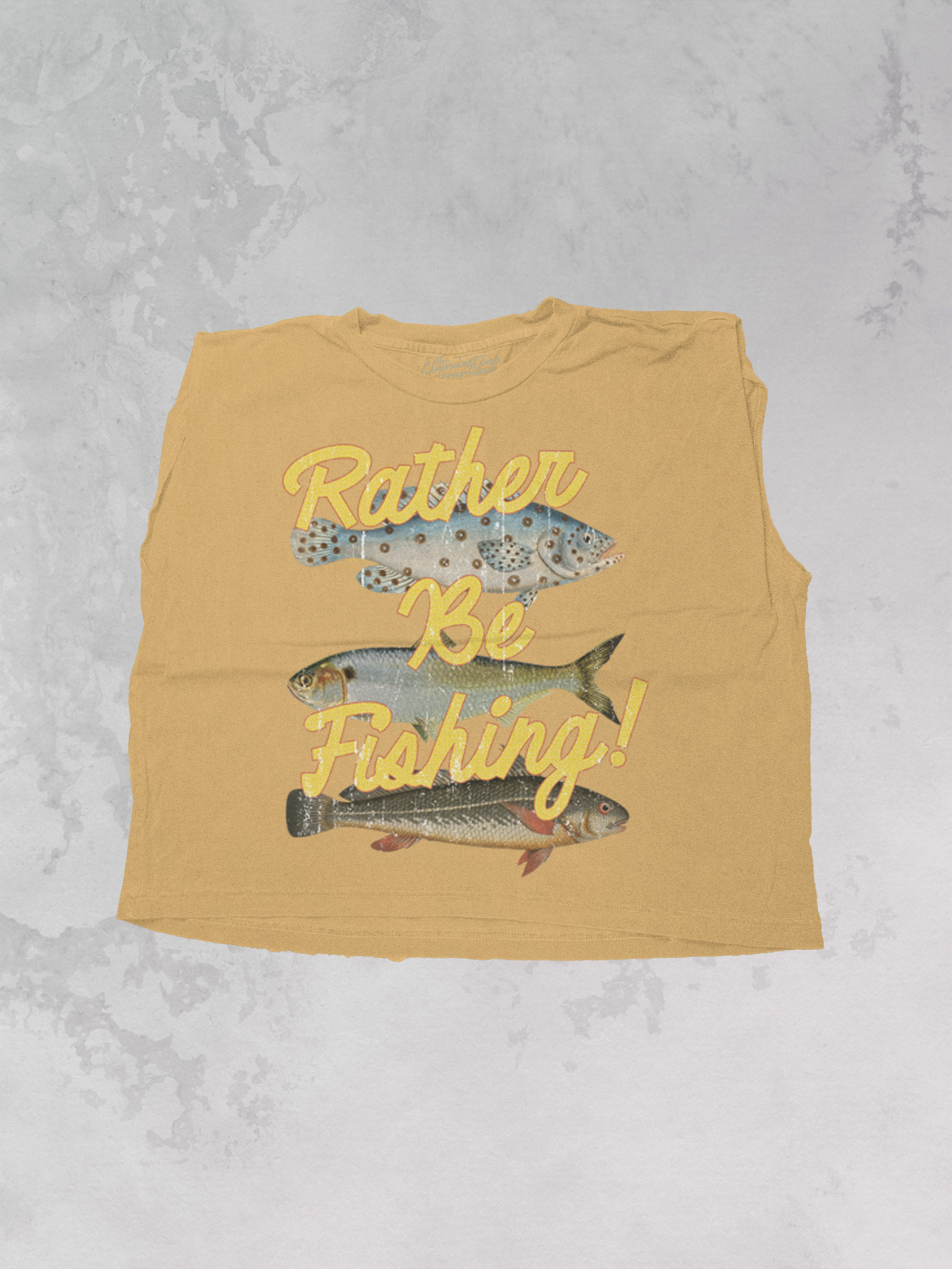 Underground Original Design: Rather Be Fishing, 3 Fish Cropped Muscle Tank