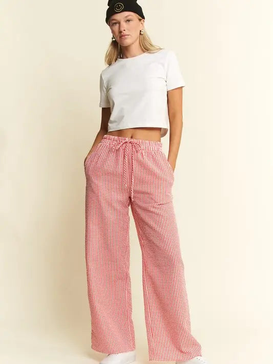 Red Gingham Boxer Pants