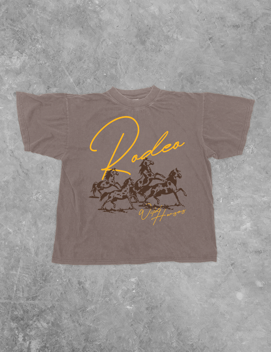 Underground Original Design: Rodeo Wild Horses, Country Western Boxy Cotton TShirt