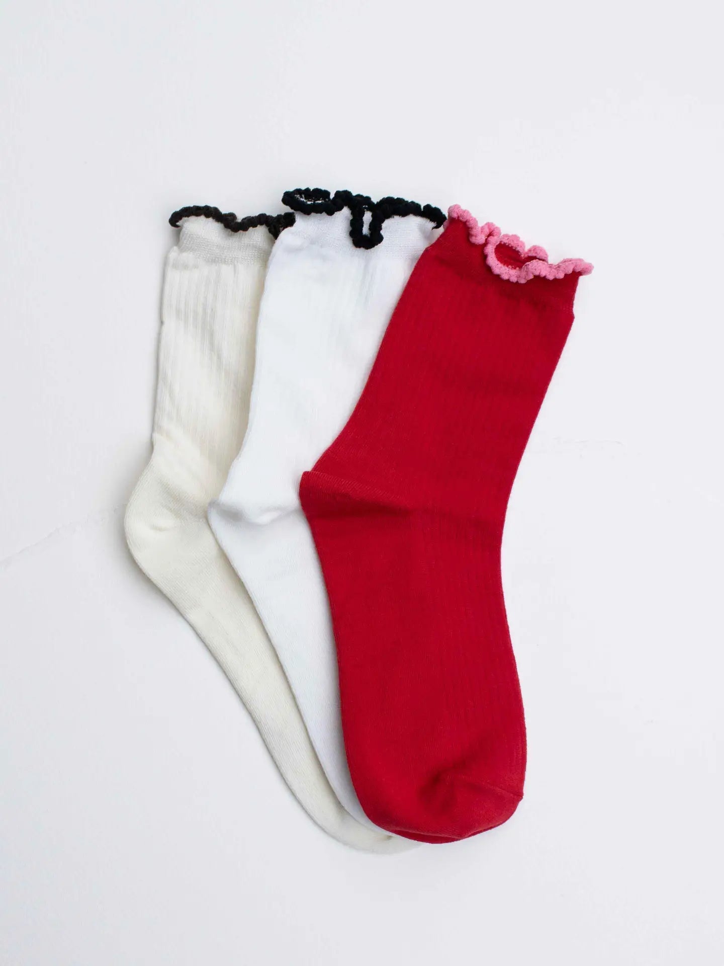 Valentine's Socks - Red with Pink Ruffle