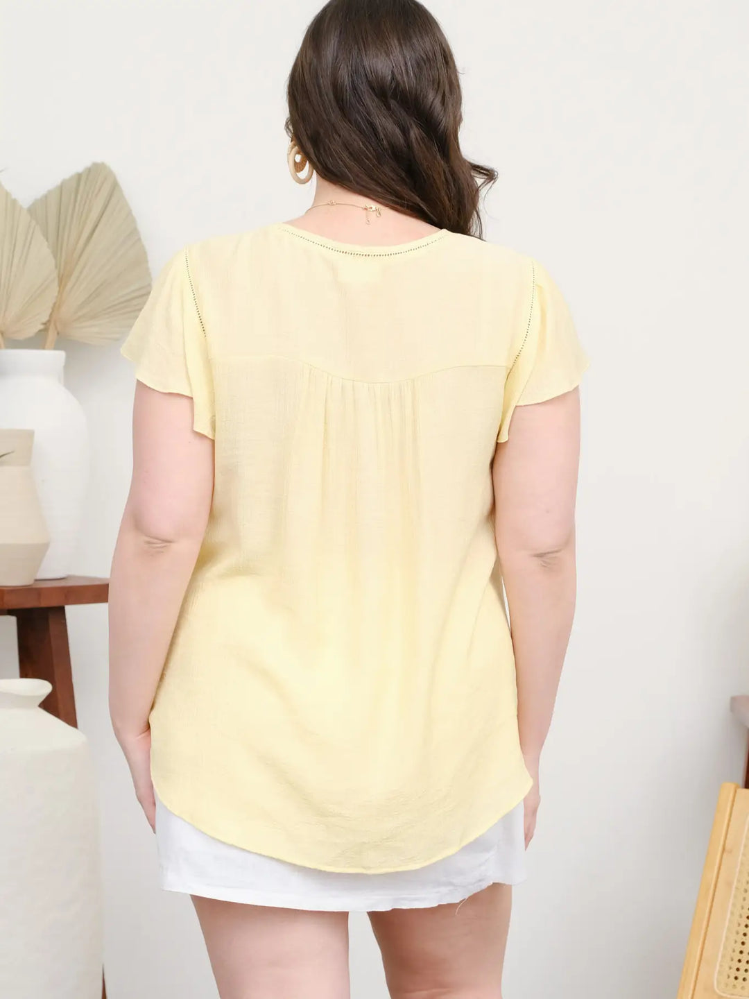 Ruffle Sleeve Lace Trim Top | Curvy