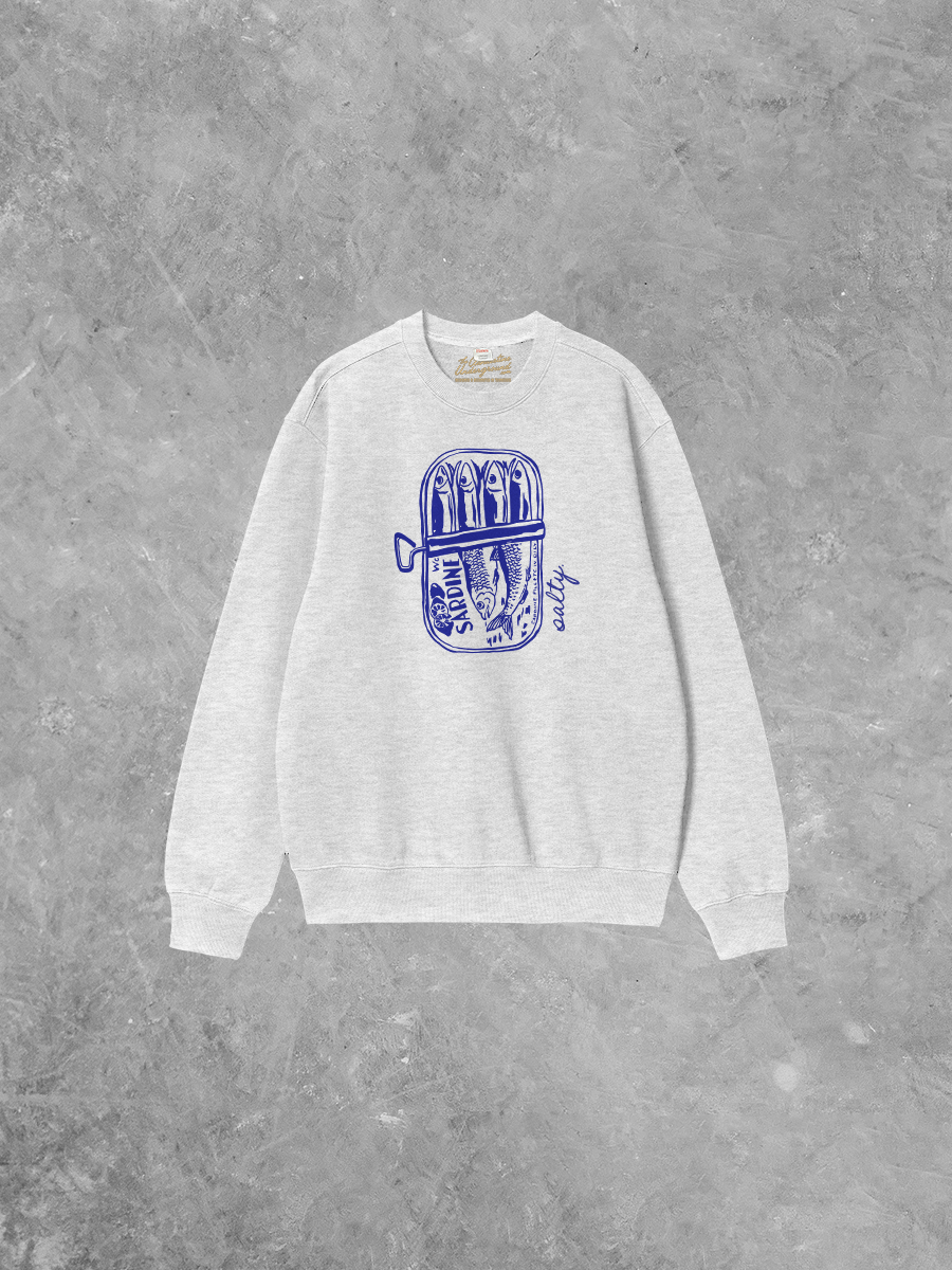 Underground Original Design: Salty Sardines, Fisherman Boxy Cotton Sweatshirt