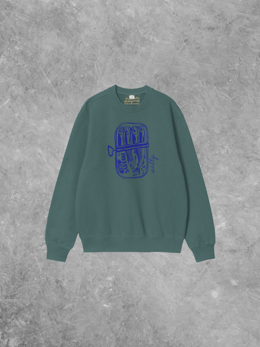 Underground Original Design: Salty Sardines, Fisherman Boxy Cotton Sweatshirt