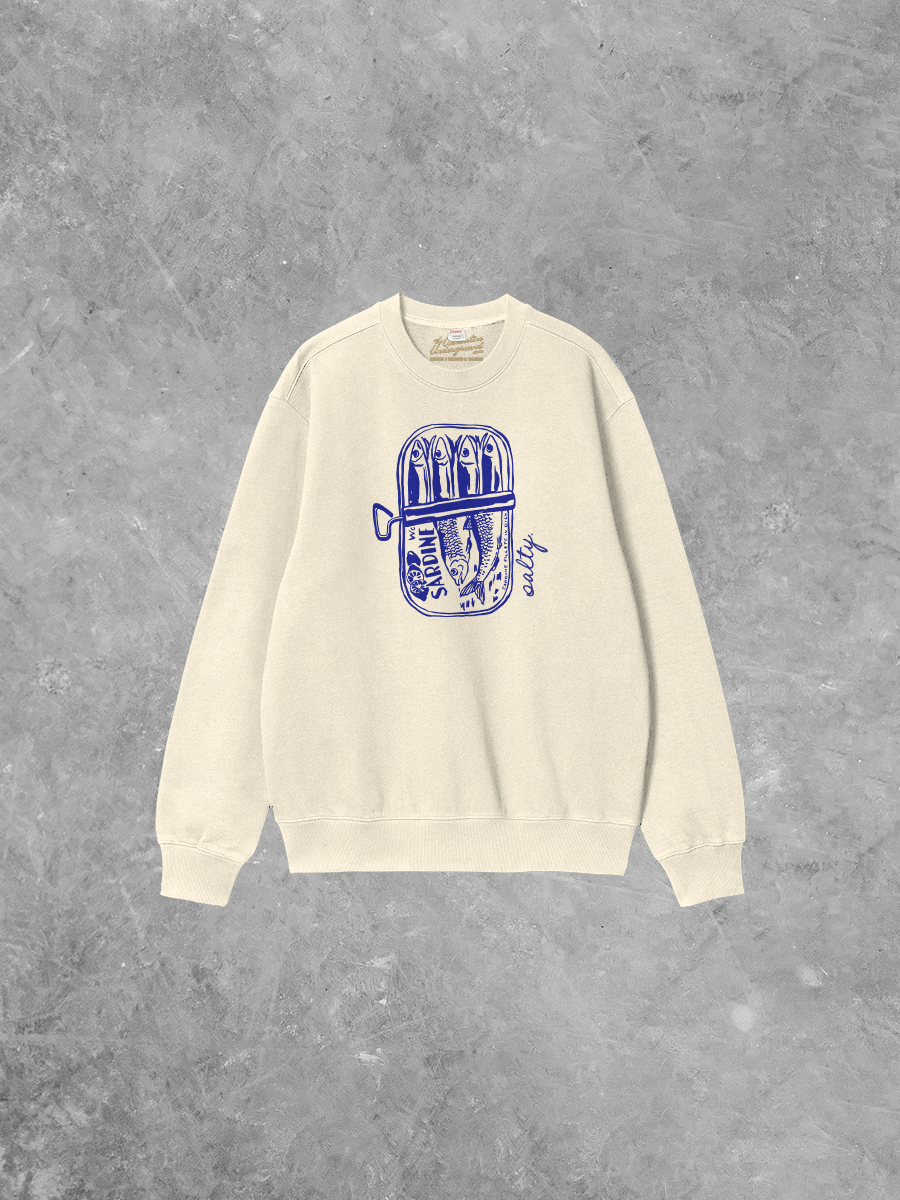 Underground Original Design: Salty Sardines, Fisherman Boxy Cotton Sweatshirt