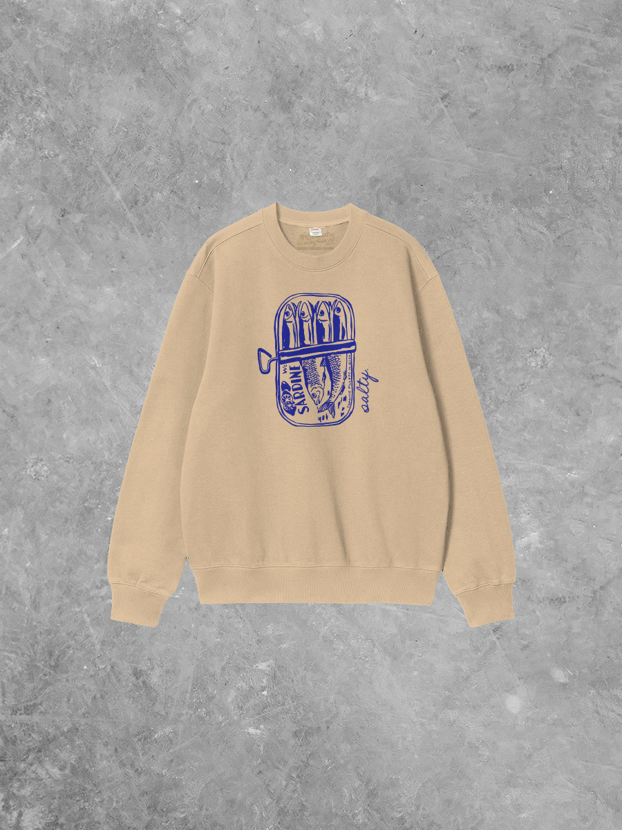 Underground Original Design: Salty Sardines, Fisherman Boxy Cotton Sweatshirt