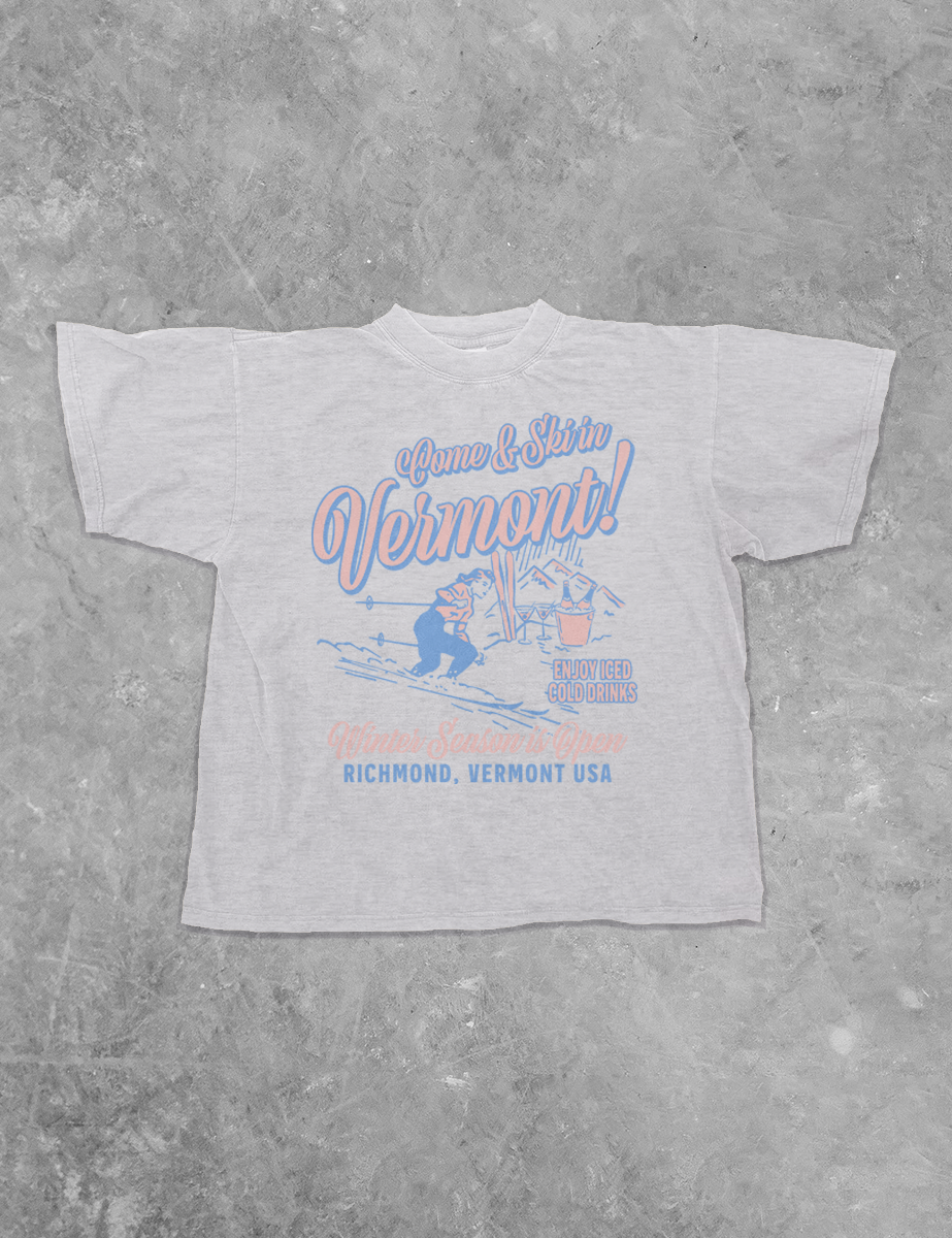 Underground Original Design: Ski In Vermont, Winter Season  Boxy Cotton T-Shirt