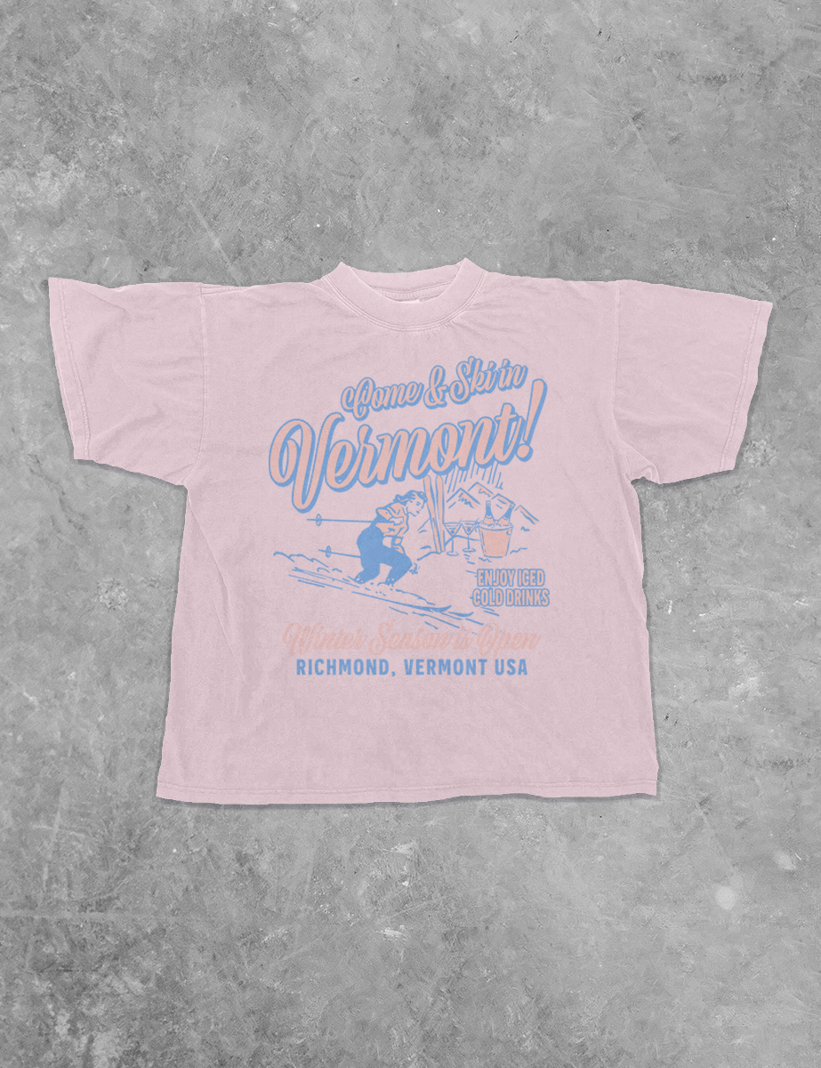 Underground Original Design: Ski In Vermont, Winter Season  Boxy Cotton T-Shirt