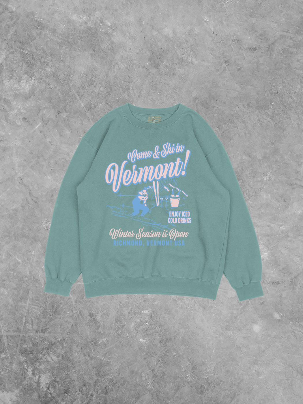 Ski In Vermont, Winter Season Recycled American Apparel Sweatshirt