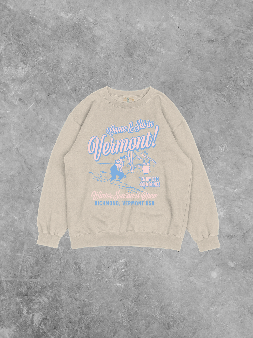Ski In Vermont, Winter Season Recycled American Apparel Sweatshirt