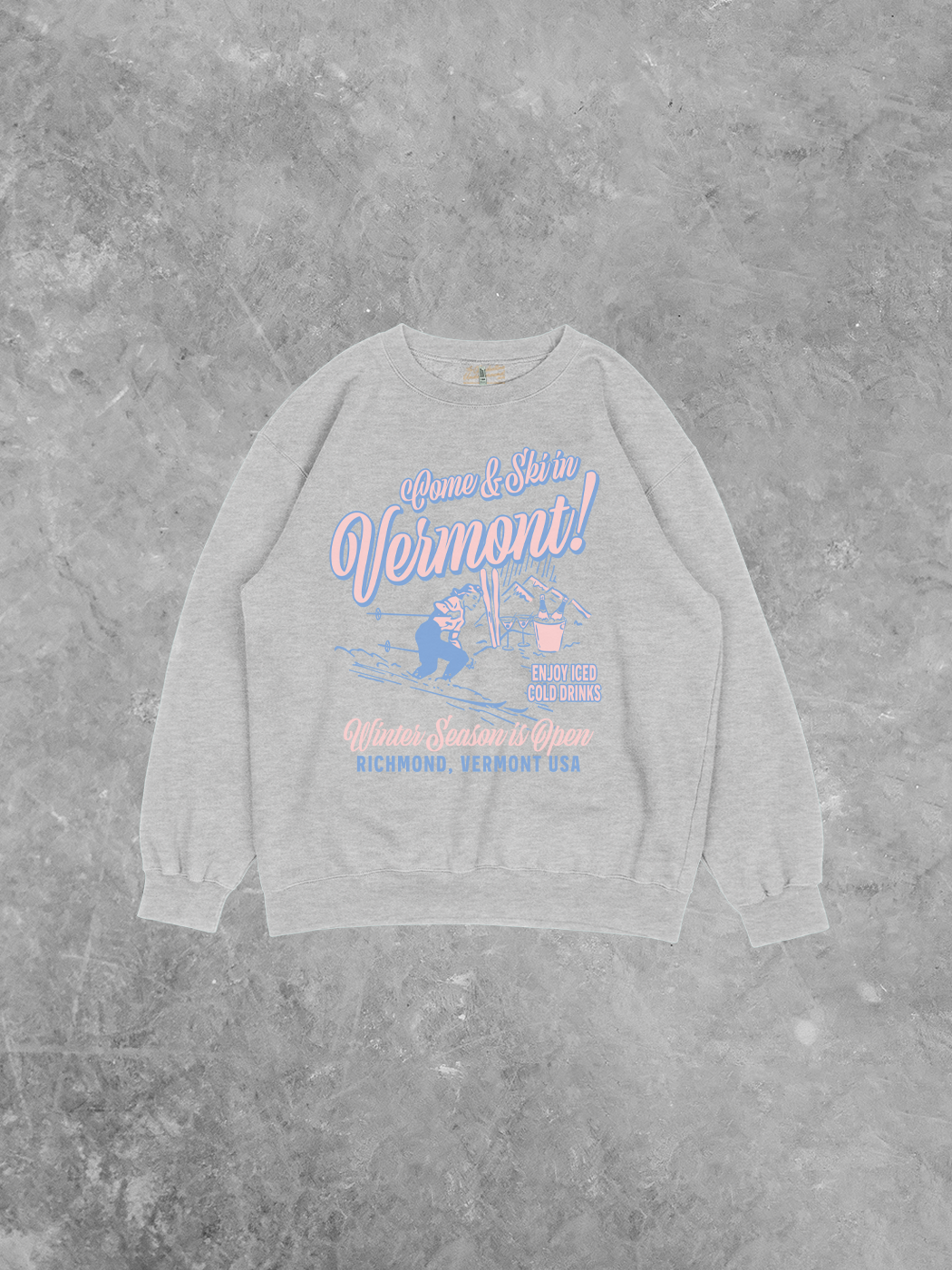 Ski In Vermont, Winter Season Recycled American Apparel Sweatshirt