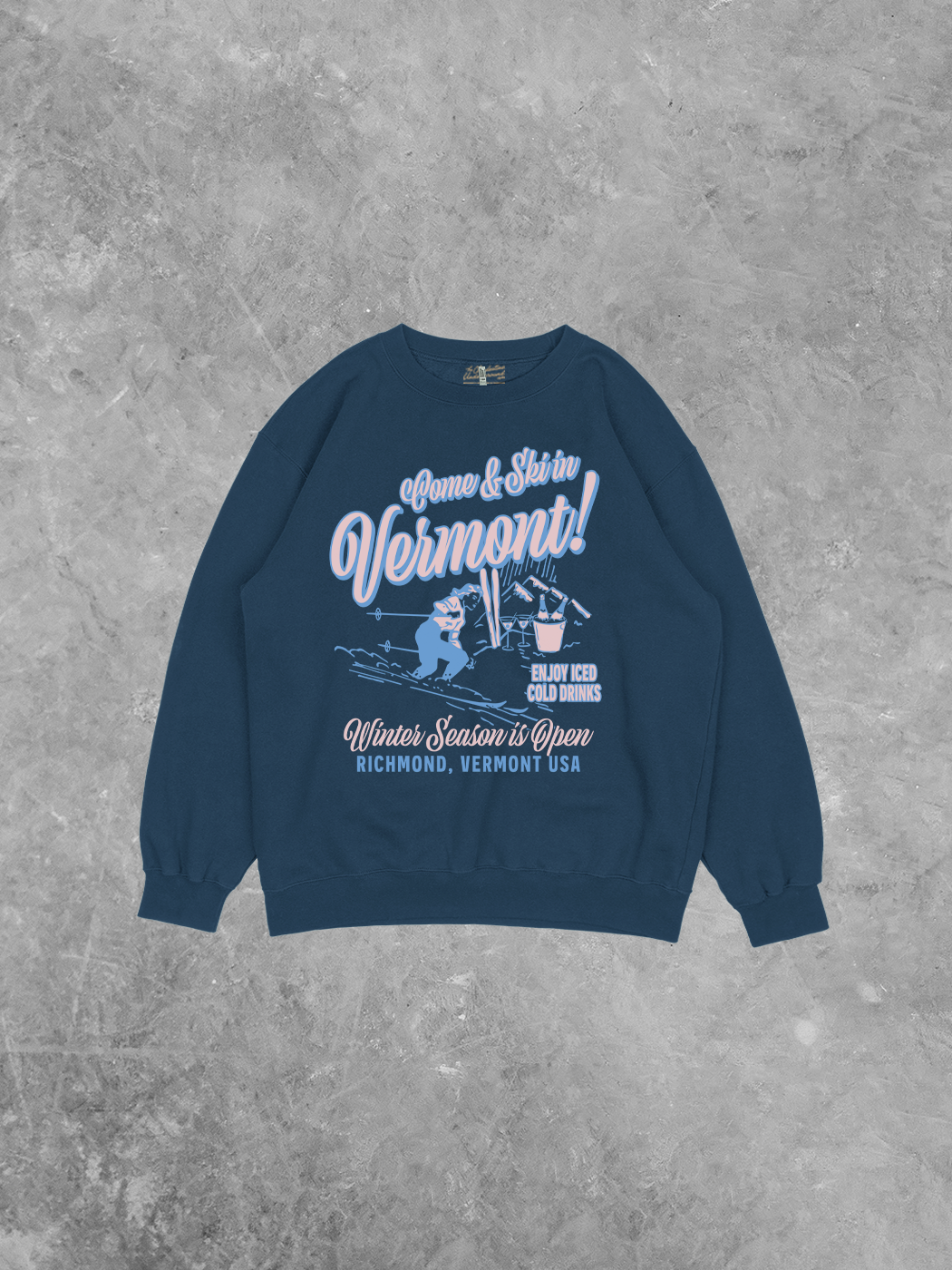 Ski In Vermont, Winter Season Recycled American Apparel Sweatshirt