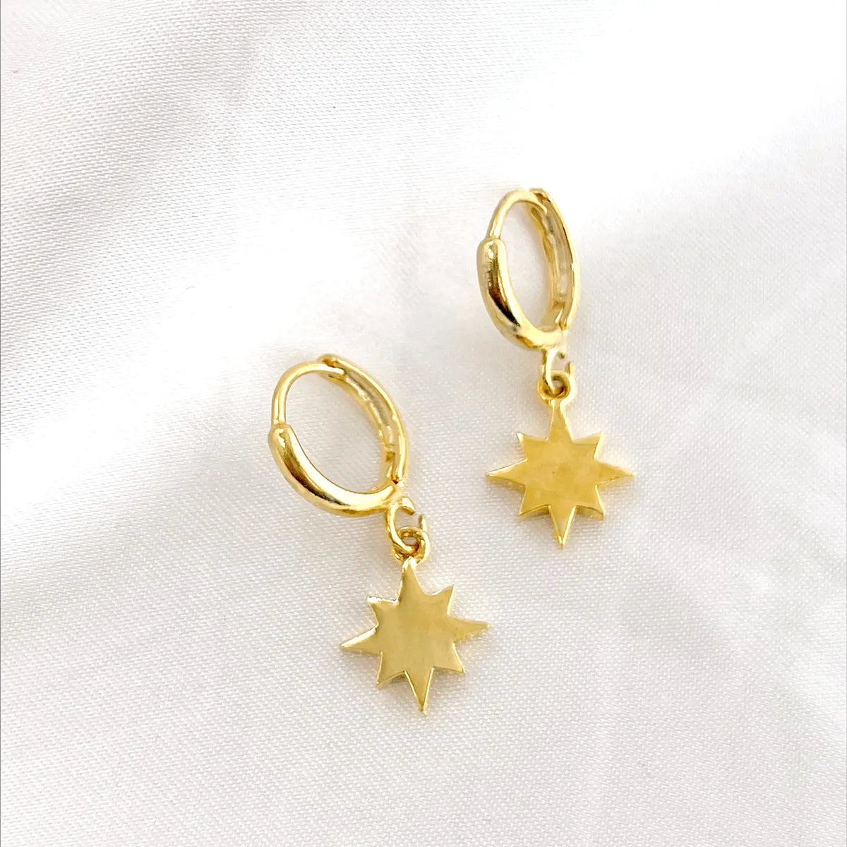 Gold Plated Starbust Huggie Hoops