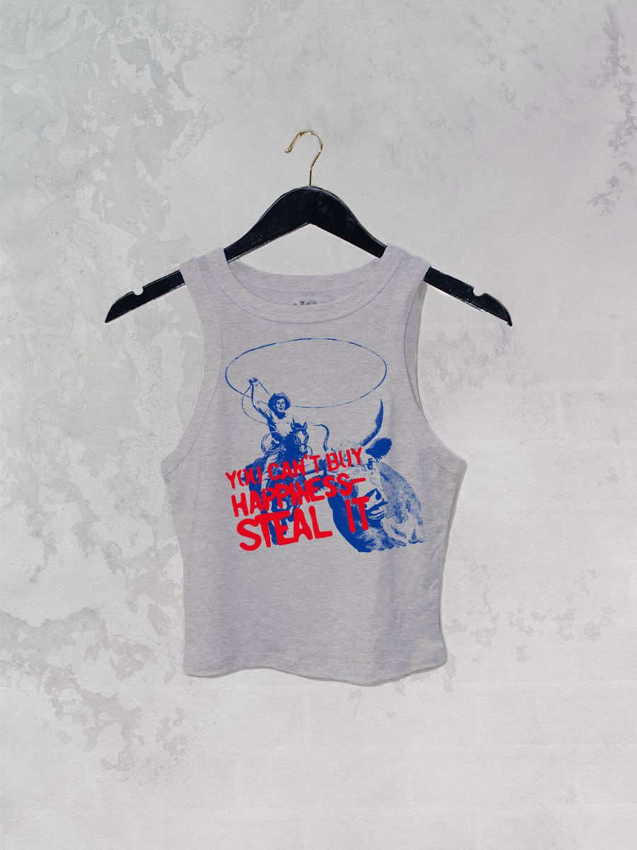 Underground Original Design: Can't Buy Happiness, Steal It Western Micro-Ribbed Tank
