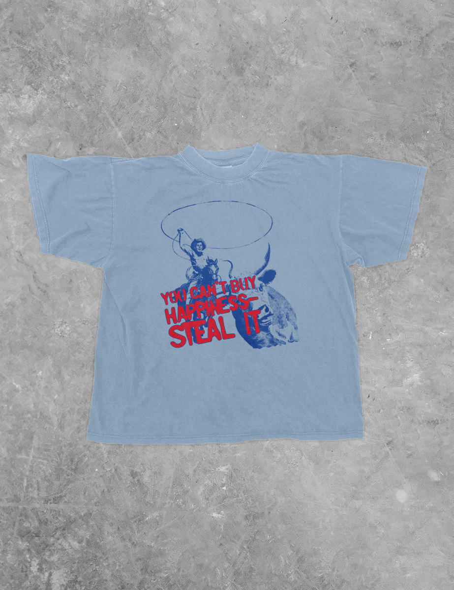 Underground Original Design: Can't Buy Happiness, Western Boxy Cotton T-Shirt