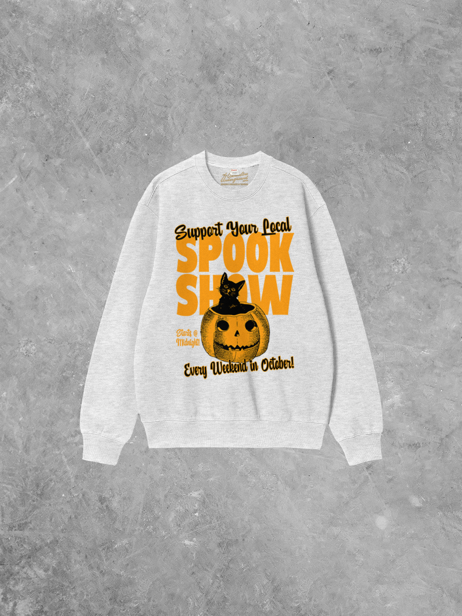 Underground Original Design: Support Your Local Spook Show Boxy Cotton Sweatshirt
