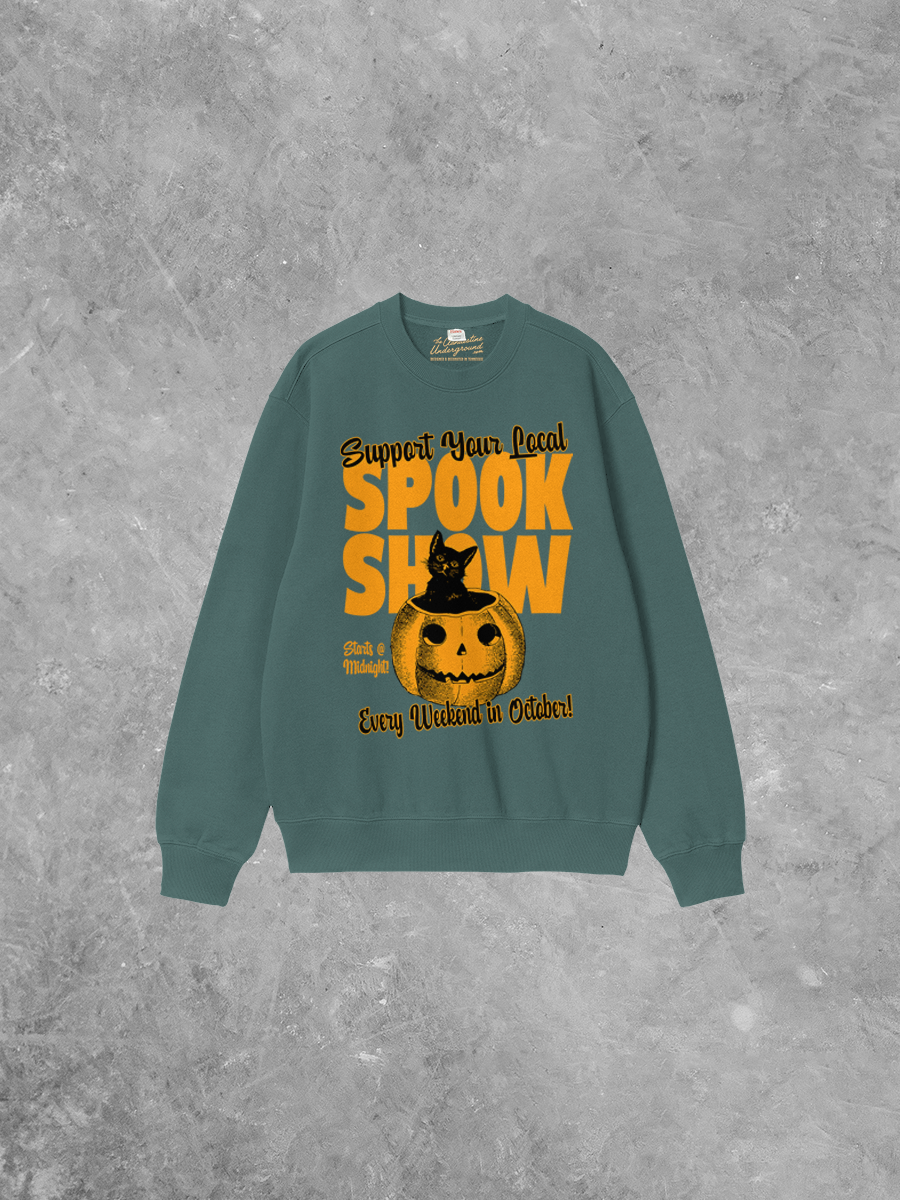 Underground Original Design: Support Your Local Spook Show Boxy Cotton Sweatshirt
