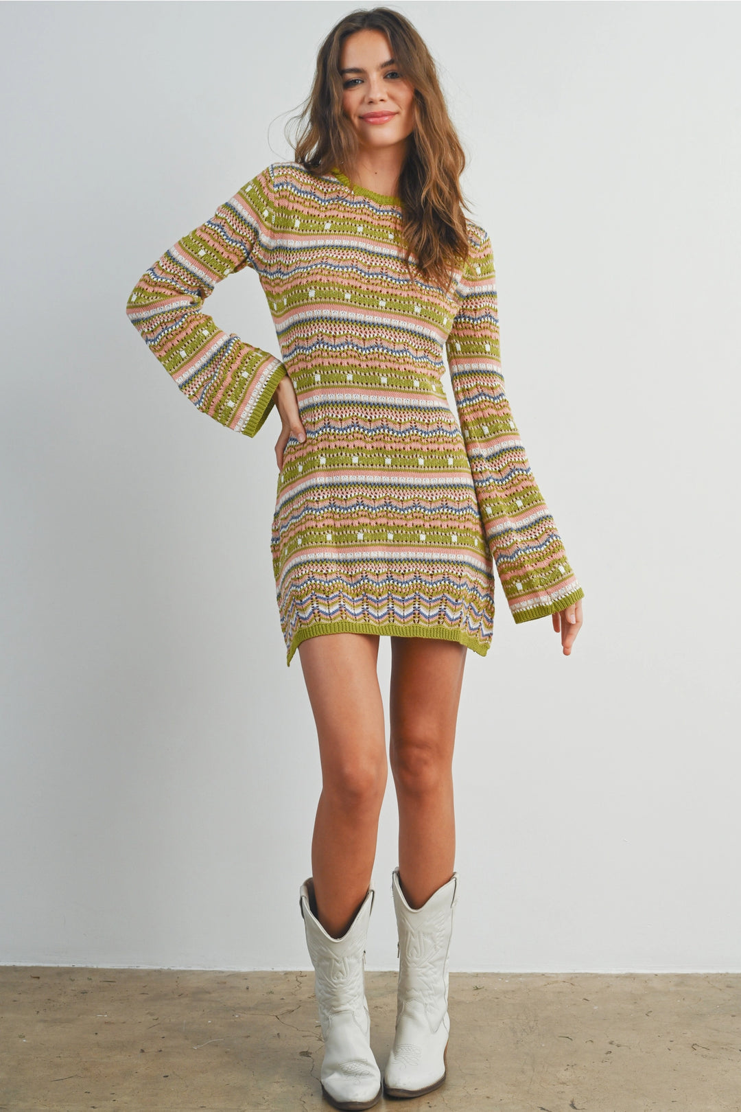 Multicolored Crochet Sweater Dress